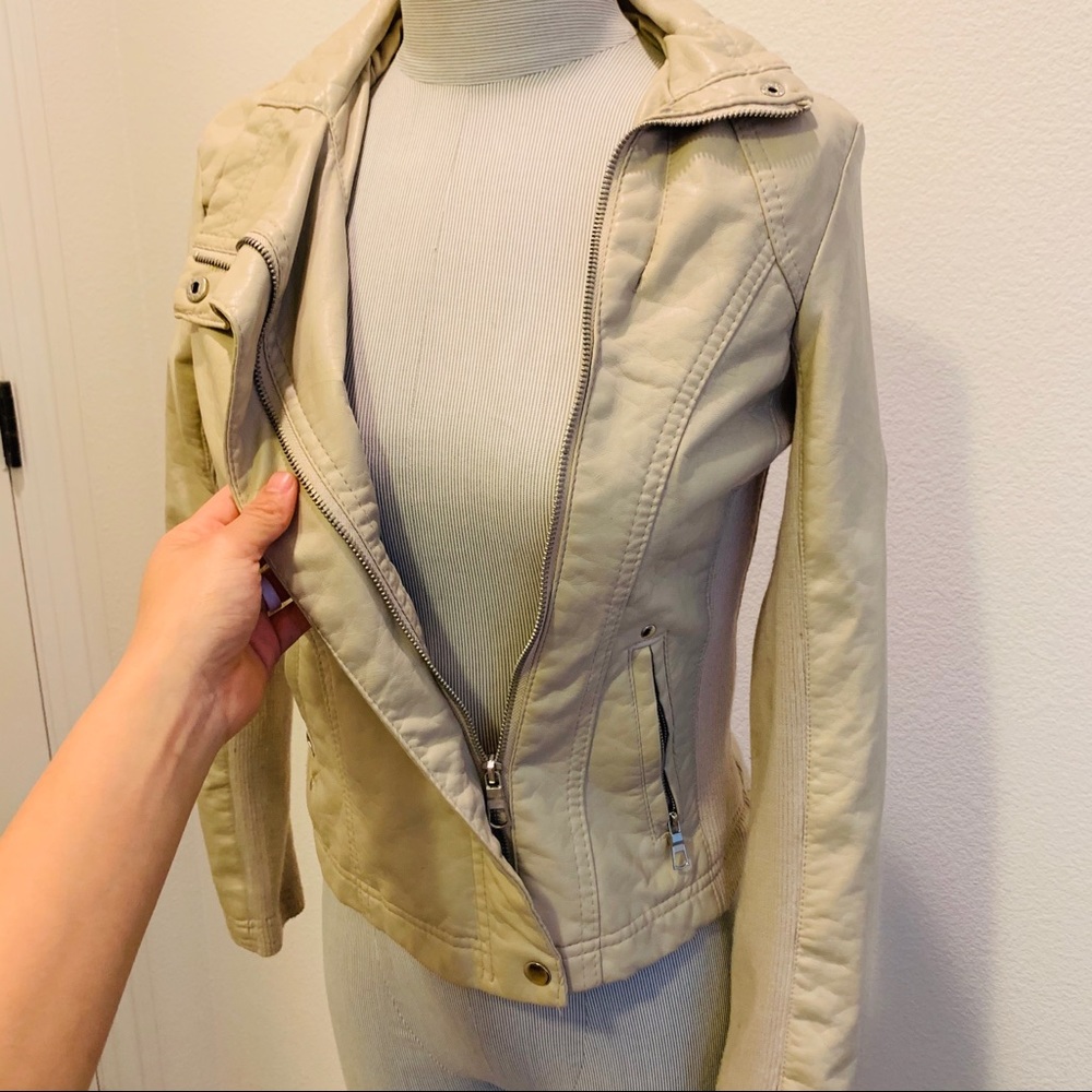 SUZY SHIER 🤩 LEATHER JACKET XS-S ZIPPER CUTE - Picture 3 of 8